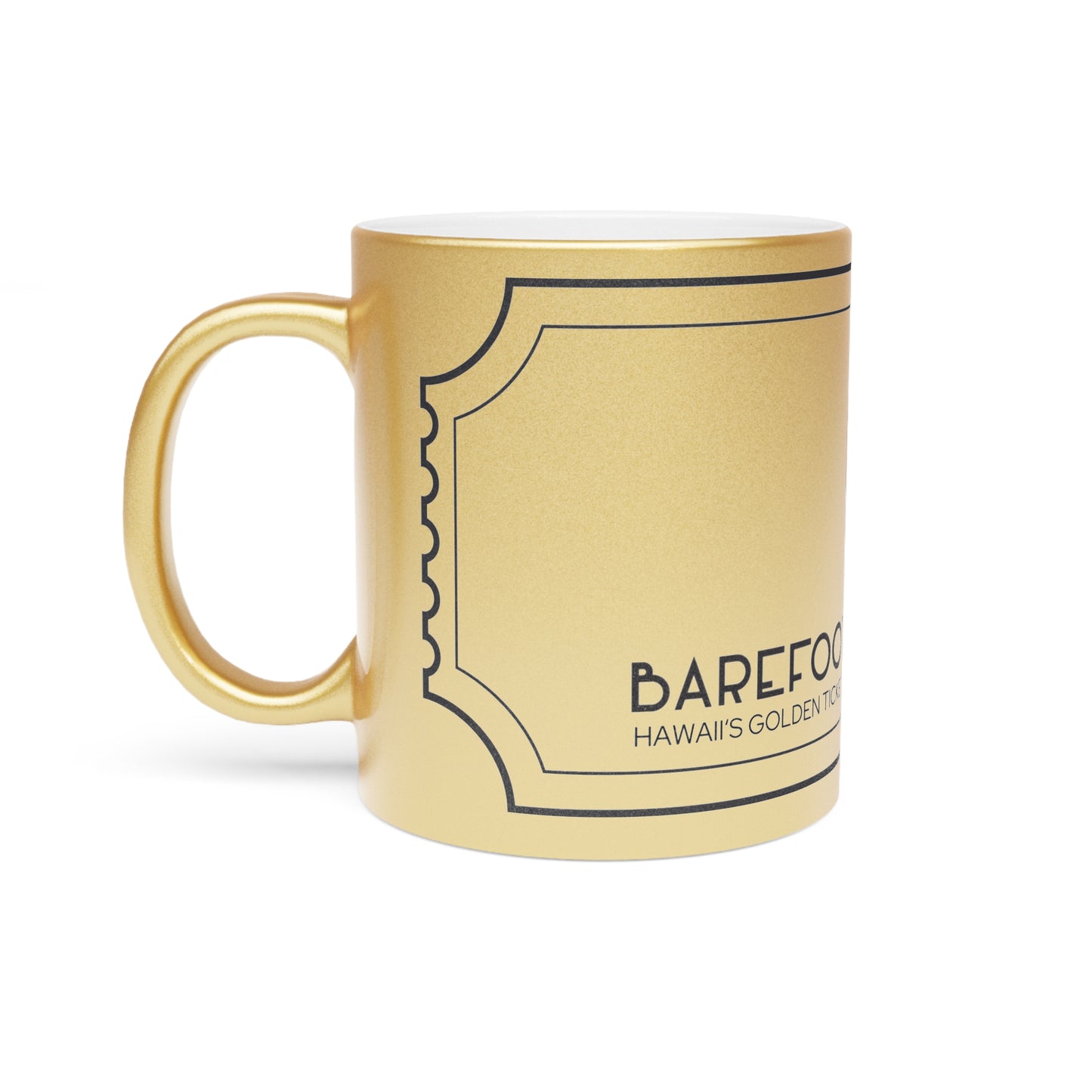 Golden Ticket Mug - BAREFOOT CHOCOLATINI Signature Logo, Hawaiiʻs Golden Ticket to Pure Chocolate Goodness™